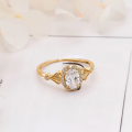 wholesale S925 Silver Plated 14K Gold White Zircon French Vintage Rococo Style Ring-0-2