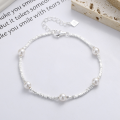 wholesale S925 Sterling Silver Korean Style Minimalist and Elegant Layered Pearl and Bead Accent Versatile Collarbone Necklace-0-2