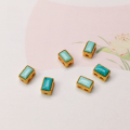 wholesale S925 Gold-Plated Silver Natural Turquoise Square Five-Petal Flower Four-Leaf Clover Accessory Handmade DIY Bracelet Necklace Strand Charms-0-3