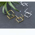 wholesale S925 Sterling Silver Earrings for Women, Japanese and Korean Style Fashion, Minimalist Geometric Hollow-Out Studs, Three-Dimensional Accessories E6847-0-0