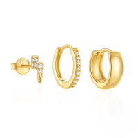 wholesale S925 Sterling Silver Classic Hoop Earrings Set For Women, High-endins。-3-piece set - Gold#8&gt;925 silver