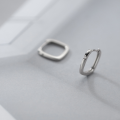 wholesale 925 Sterling Silver Single Diamond Square Geometric Ear Clasp for Women, Korean Style Ins Minimalist Elegant Cold Tone Hoop Earrings G8316-0-3