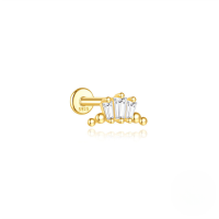 wholesale S925 Sterling Silver Pearl Butterfly Spiral Cartilage Ear Stud With Geometric Zircon Inlay-Single gold #1