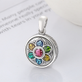 wholesale S925 Sterling Silver Drip Glaze Enamel Rotatable Six-Syllable Mantra Yin Yang Bagua Pattern DIY Accessory Pendant-0-2