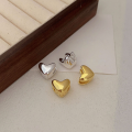 wholesale S925 Sterling Silver Double-sided Heart Stud Earrings, Women's Korean Minimalist Design, Luxurious and Elegant Small Earrings-0-3
