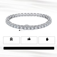 wholesale S925 Sterling Silver Cloud-Pull Jewelry 40mm Full Diamond Tennis Chain Factory Direct-4.0mm, length: 16.5cm, weight: 12.8g