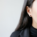 wholesale S925 Sterling Silver HED329 Korean Version Minimalist Unisex Black Small Round Bead Stud Earrings-0-3