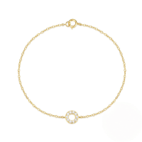 wholesale S925 Sterling Silver Geometric Minimalist Zircon-accented Circle Bracelet For Women-Gold 925 silver