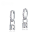 wholesale S925 Sterling Silver Plated European and American New Style Minimalist Moissanite Ear Clips Fashionable Trending Diamond Inlaid Earrings for Women with a High-End Feel-0-0