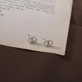 wholesale S925 Sterling Silver Pig Nose Hollow-Out Rectangular Stud Earrings for Women, Retro Minimalist Basic Small Design Ear Accessories-0-1