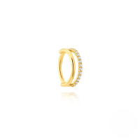 wholesale S925 Sterling Silver Classic Minimalist Double-layer Single-row Zircon Ear Cuff-Single gold #1 (8MM)