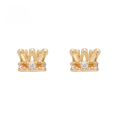 wholesale 10K Gold Japanese Minimalist Academic Style Moissanite Small Crown 3D Ear Studs for Women Elegant Design-0-0