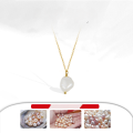 wholesale S925 Sterling Silver Cloud-Pattern Necklace with Natural Freshwater Baroque Pearl Pendant Factory Direct-0-2