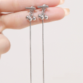 wholesale S925 Sterling Silver Long Tassel Drop Earrings for Women, Minimalist Design, Versatile and Unique Statement Earrings-0-1