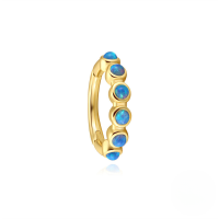 wholesale S925 Sterling Silver Light Luxury Opal Simple Nose Piercing Ring, High-end Ear Cartilage Hoop Earrings-Single gold #3