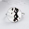 wholesale S925 Sterling Silver Irregular Trendy Concave-Convex Surface Round Ring Minimalist Design Niche Elegance Finger Ring-0-1