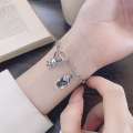 wholesale S925 Silver Retro Vintage Cute Rabbit Luck Inlaid Diamond Trendy Design Versatile Bracelet for Women-0-3