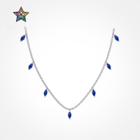 wholesale S925 Sterling Silver Korean-style Cross-border Women's Necklace, Sophisticated Marquise Design Elegant and Fashionable Choker, Ready to Ship-Platinum Green DY190855-SW-GN 925 Silver