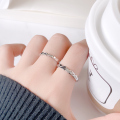 wholesale S925 Sterling Silver New Diamond-Inspired Minimalist Couple Rings for Men and Women, Simple and Luxurious High-End Matching Bands-0-4
