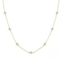 wholesale S925 Sterling Silver Floral Zircon Accent Stackable Collarbone Necklace, Korean Style Trendy Design-Gold 925 silver