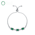 wholesale S925 Sterling Silver with Diamond European and American New Light Luxury Vintage Cultivated Emerald Bracelet, Cross-Border Exclusive-0-0