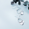 wholesale S925 Sterling Silver Earrings for Women, Japanese and Korean Style Minimalist Geometric Shapes, Circle Leaf Tassel Earrings G0681-0-3