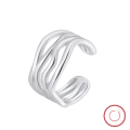 wholesale 925 Sterling Silver Three-Layer Interwoven Line Index Finger Ring for Women, Small and Unique Design, Minimalist Plain Band Pinky Ring-0-22
