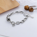 wholesale S925 Sterling Silver Retro Distressed Thick Link Hip Hop Street Style Hot Selling Beaded Chain Star Bracelet-0-1