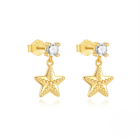 wholesale S925 Sterling Silver Classic Star And Moon Zircon Earrings, Versatile Butterfly And Teardrop Designs-Gold#2 925 Silver