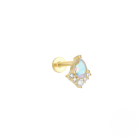 wholesale 925 Sterling Silver New Moonstone And Zircon Inlaid Flat Head Threaded Ear Cartilage Stud, Popular In Europe And America For Its Unique And Elegant Style-Single gold #5