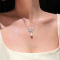 wholesale Sterling Silver Christmas Snowflake Necklace for Women with Pearl, Korean-style Minimalist Collarbone Chain, Fashionable and Luxurious Micro-Paved Jewelry for TikTok Live-0-2