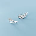 wholesale S925 Sterling Silver Earrings Women Korean Style Fresh and Sweet Angel Asymmetric Wing Ear Studs with Diamond Inlay G4706-0-0