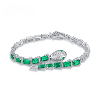wholesale S925 Silver Cross-Border New Style Personalized Cultured Serpentine Cultured Gem Set Fashionable Snake-Shaped Bracelet for Women-Cultivated Ruby 925 Silver