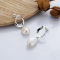wholesale S925 Sterling Silver Retro Vintage Asymmetrical Circle Pearl Earrings for Women, Minimalist Design-0-1