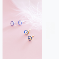 wholesale S925 Silver Nalan Evil Eye Earrings Women's Cute Full-Diamond Round Turkish Blue Eye Earrings E9258-0-3