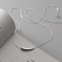 wholesale S925 silver waterdrop necklace irregular round tube eggplant smile geometric bean chic Douyin collarbone chain D451-S925 silver necklace gold model 925 silver