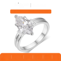 wholesale Gold S925 Moissanite Ring with Marquise Main Stone and Trapezoid Side Stones Three-Stone Design-0-0