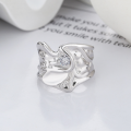 wholesale S925 Sterling Silver Korean Style Ins Minimalist Irregular Geometric Wrinkle Texture Simple Open Ring-0-1