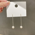 wholesale S925 Sterling Silver Designer Diliraba Same Style Full Diamond Pearl Fringe Earrings Long Drop Summer Fairy Earrings-0-0