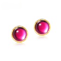 wholesale S925 Sterling Silver New Japanese Minimalist Fashion Trend Red Corundum Stud Earrings for Women Holiday Gifts Wholesale-0-0