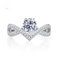 wholesale S925 Silver New Classic One-Carat White Diamond Ring for Women,-R433 White Diamond No.7