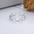 wholesale S925 sterling silver irregular Korean-style hollow thin chain open ring, ins minimalist versatile women's finger ring-0-2