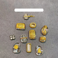 wholesale S925 gold-plated silver fittings, natural clear quartz five-scripture barrel bead through-hole pendant, DIY accessory semi-finished components-White crystal hamburger beads