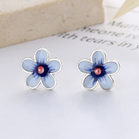 wholesale S925 Sterling Silver Vintage Resin Enamel Exquisite Floral Fresh and Artistic Ethnic Style Lady Earrings-YFR141/approx. 1.9g 925 silver