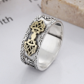 wholesale S925 Sterling Silver Retro Antique Pi Xiu Heart Sutra Personalized Single Men's Ring Creative Bold Adjustable Ring-0-0