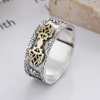 wholesale S925 Sterling Silver Retro Antique Pi Xiu Heart Sutra Personalized Single Men's Ring Creative Bold Adjustable Ring-YFJ612/approx. 4.6g Adjustable opening