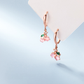 wholesale S925 Sterling Silver Fresh Forest Style Pink Cherry Sweet Fruit Ear Clasp for Women, Elegant Korean Earrings G7503-0-1