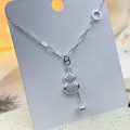 wholesale [999 Silver] Maker S999 Silver Gourd Inlaid Diamond Tassel Necklace for Women, Fashionable and Lightly Luxurious, Versatile and Exquisite Small Design Collarbone Chain-0-3