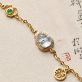 wholesale Retro Chinese-style white chalcedony Ruyi and Fu character bracelet for women, featuring a minimalist and luxurious design with a niche aesthetic  

（：）  

Metal retro Chinese-style white chalcedony Ruyi and Fu character bracelet for women, featuring a minimalist and luxurious design with a niche aesthetic-0-1