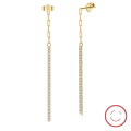 wholesale S925 Sterling Silver, 14K Gold Ear Thread with 4A Zircon, Fashionable European and American Internet Celebrity Style, Direct from Manufacturer-0-0